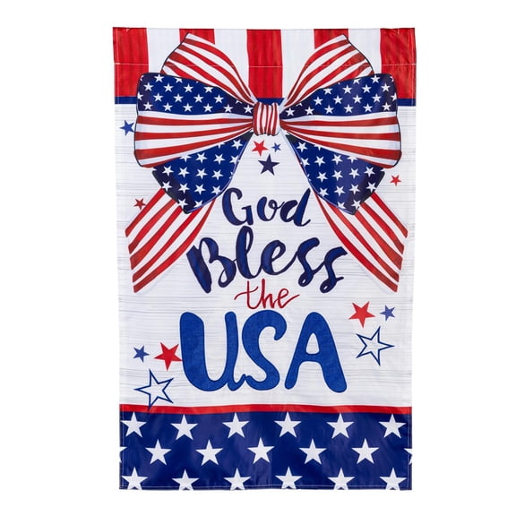 Bless The USA Bow Applique House Flag