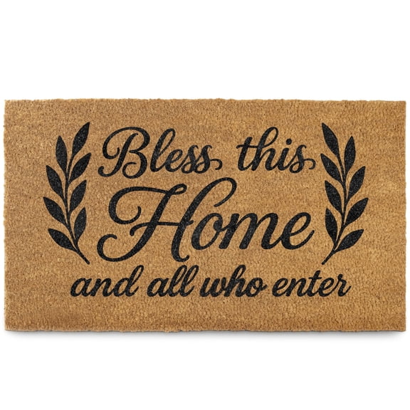 Bless This Home Doormat 30x17 Inch Welcome Mat Outdoor Coir Door Mat