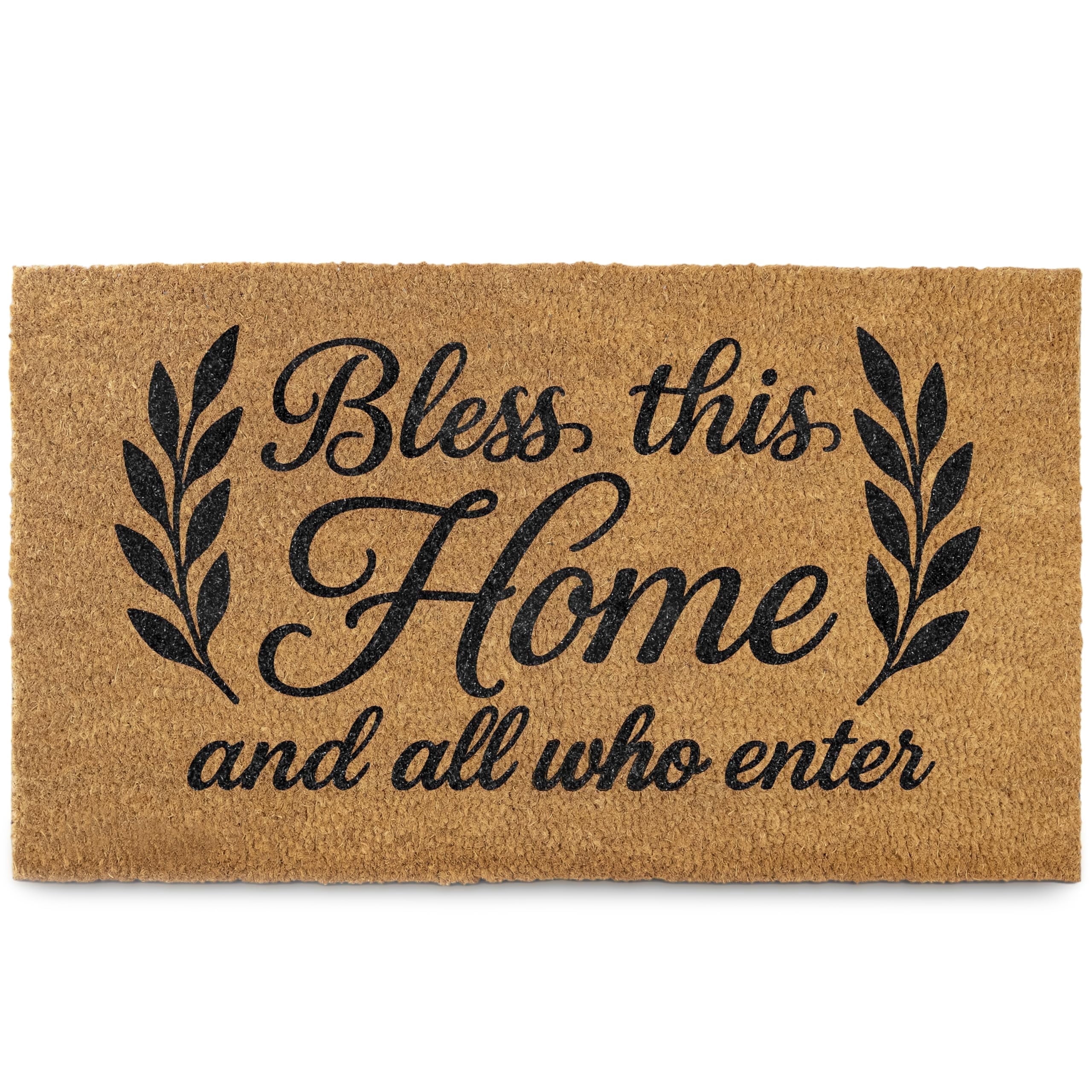 MAINEVENT Bless This Home Doormat 30x17 Inch, Religious Outdoor Welcome Mat for Outside