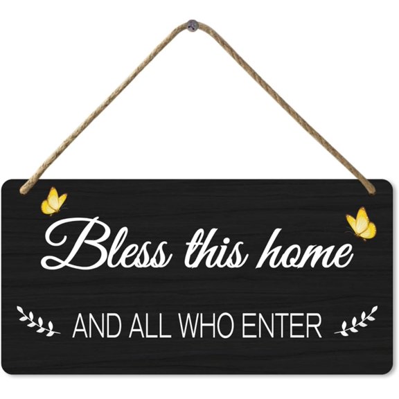 Bless This Home Metal Sign Rustic Hanging Plaque Wall Decor For Living Room Office Home Decor, 12" x 8" Inch