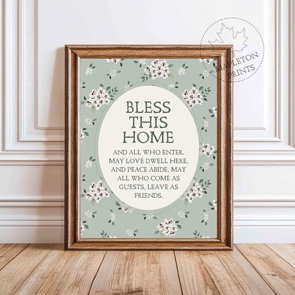Bless This Home Printable Christian House Blessing Art, Unframed Paper Poster 8x10in
