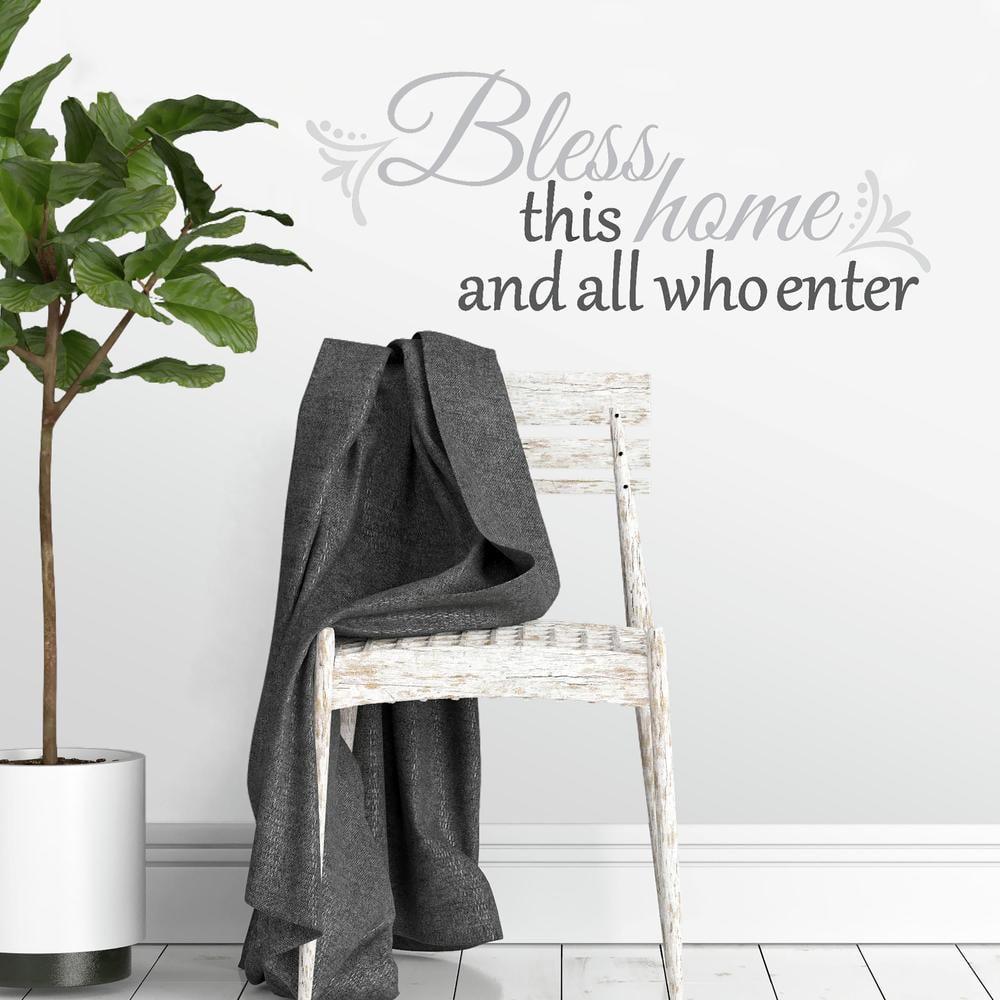 Bless This Home Gray and Black Peel and Stick Wall Decal