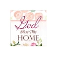 thumbnail image 1 of Bless This Home Soft Pink Floral 12 x 12 Wood Wall Sign Plaque, 1 of 4