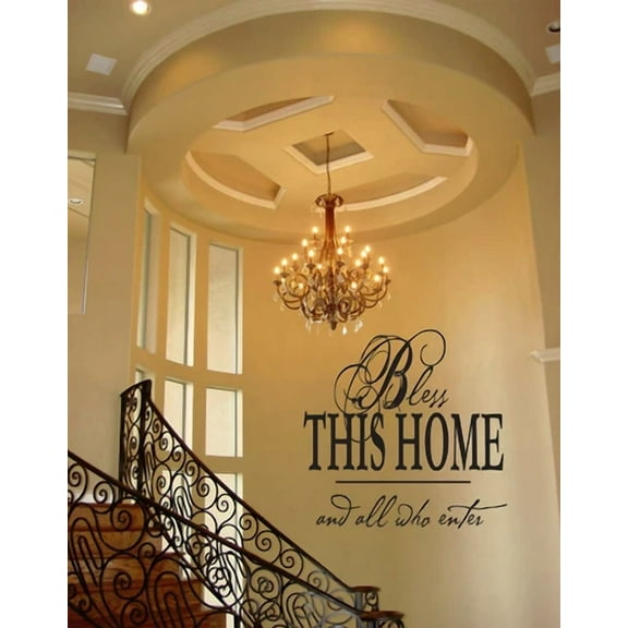 Bless This Home Vinyl Wall Decal Quote Words Stickers Lettering Wall Decal