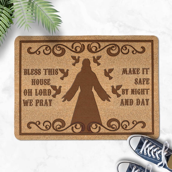 Bless This House – Silhouette Jesus Prayer Doormat for Home Protection