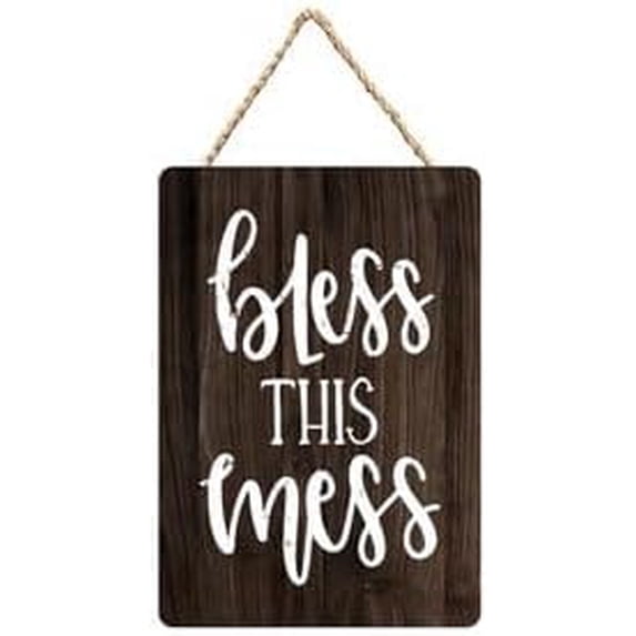 Humurius Bless This Mess Wood Sign Wall Hanging Plaque - Home Living Room ...