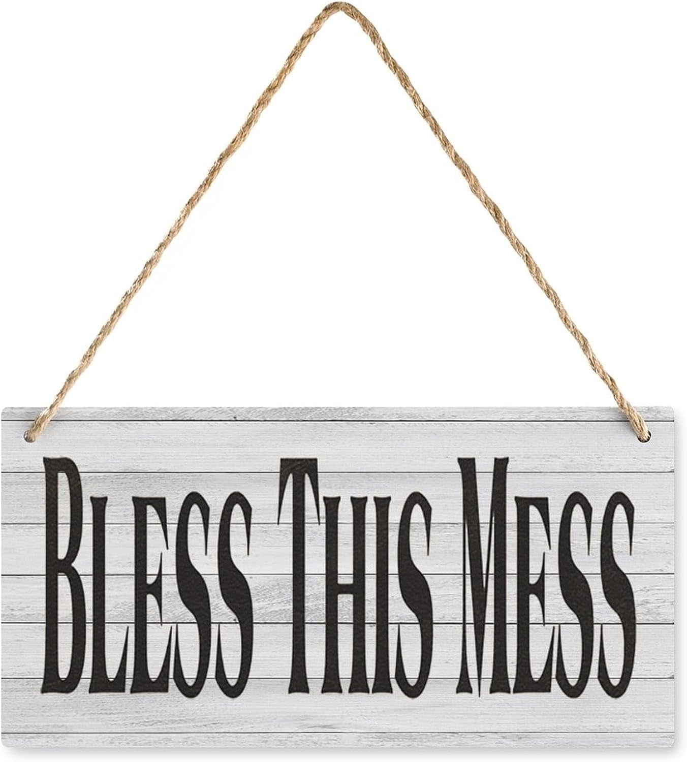 Bless This Mess Wooden Sign - 12 x 8 Inch Funny Hanging Wall Decor ...