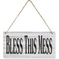 Bless This Mess Wooden Sign - 12 x 8 Inch Funny Hanging Wall Decor ...