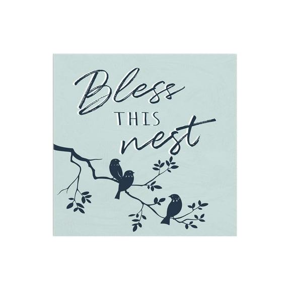 Bless This Nest Robin Egg Blue Birds 12 x 12 Wood Wall Sign Plaque