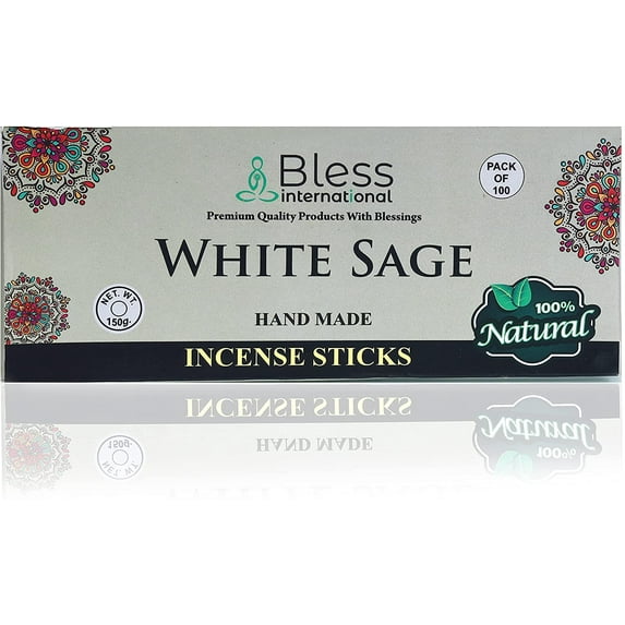 Bless White Sage 100% Natural Handmade Hand Dipped Incense Sticks Organic Chemicals Free for Purification Relaxation Positivity Yoga Meditation The Best White Sage Sticks(100 Sticks (150GM)