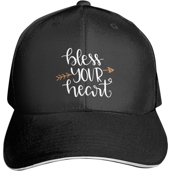Bless Your Heart Baseball Cap Men Women - Duck Tongue Classic Sandwich Hat Plain Black