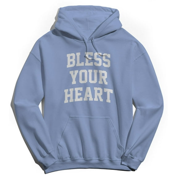 Bless Your Heart Graphic Light Blue Men's Cotton Pullover Hoodie