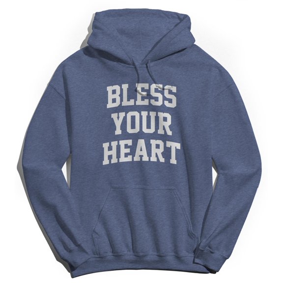 Bless Your Heart Graphic Navy Heather Men's Cotton Pullover Hoodie