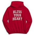 thumbnail image 1 of Bless Your Heart Graphic Red Men's Cotton Pullover Hoodie, 1 of 1