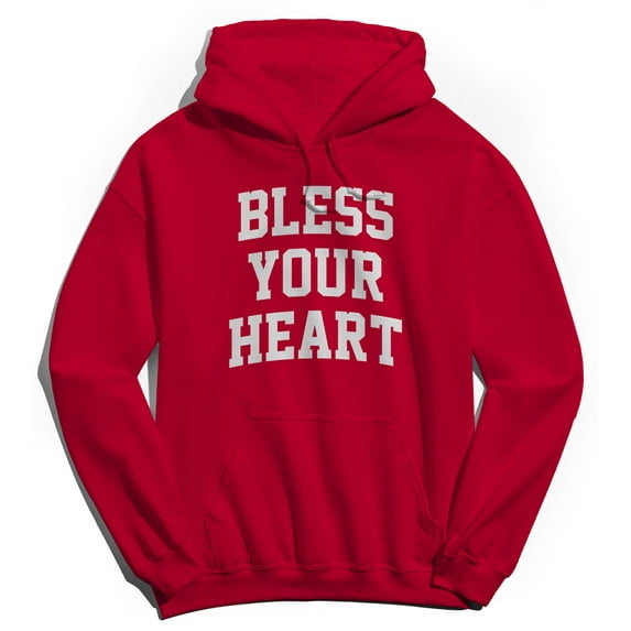 Bless Your Heart Graphic Red Men's Cotton Pullover Hoodie
