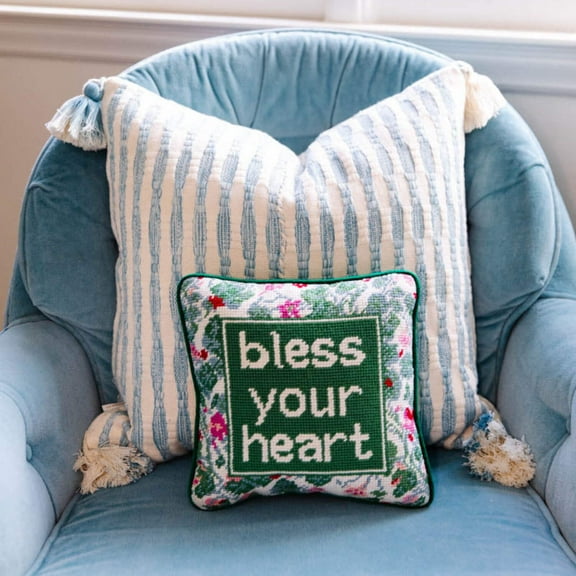 Furbish - Bless Your Heart Needlepoint Pillow