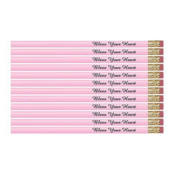 Bless Your Heart Round Pencils | Southern Exclamations| Southern Phrases | Inspirational Quotes | USA Made-NON Toxic #2 Lead Pencils (Package of 12)