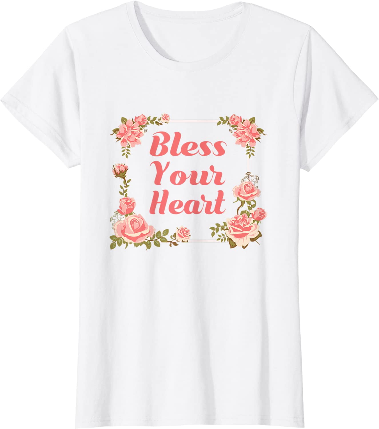 Bless Your Heart T Shirt with Roses Inspirational Gift Cute Women Tops