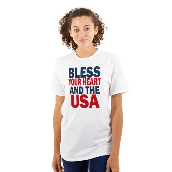 Bless Your Heart and the USA Cute Women's Graphic T Shirt Tees Brisco Brands S