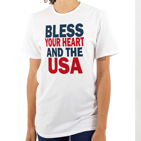 Bless Your Heart and the USA Cute Women's Graphic T Shirt Tees Brisco Brands S