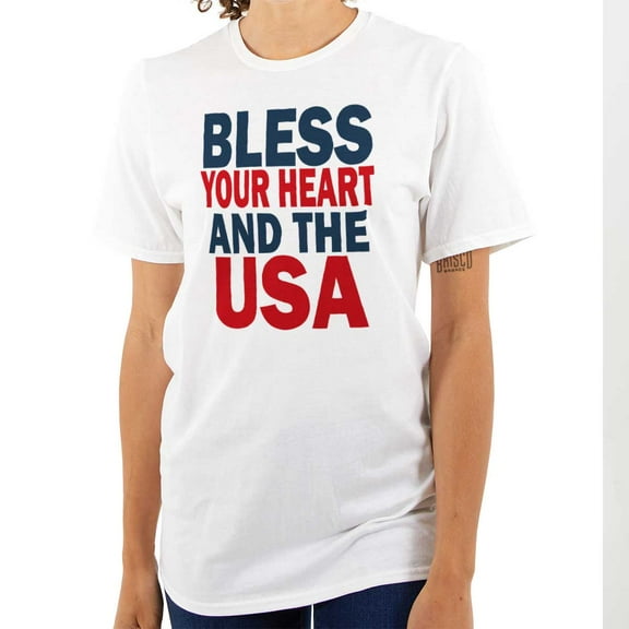Bless Your Heart and the USA Cute Women's Graphic T Shirt Tees Brisco Brands S