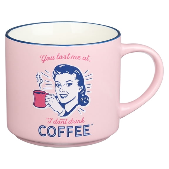 Bless Your Soul XL Pink Coffee Mug You Lost Me At No Coffee, Funny Birthday Gifts for Women, Mom, Co-worker Boss, Retro-Inspired Designs - 15oz Cup