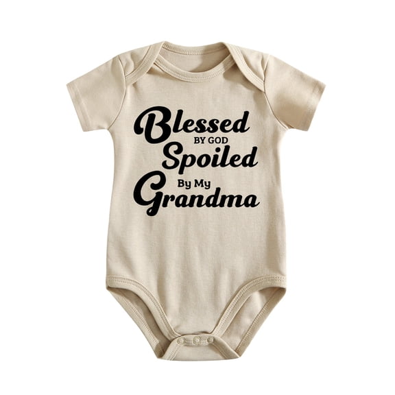 Bless by God Spoiled by My Grandma - Baby Clothes - Funny Newborn Bodysuit Outfits for Boys And Girls Light Apricot-style-1 0-3M