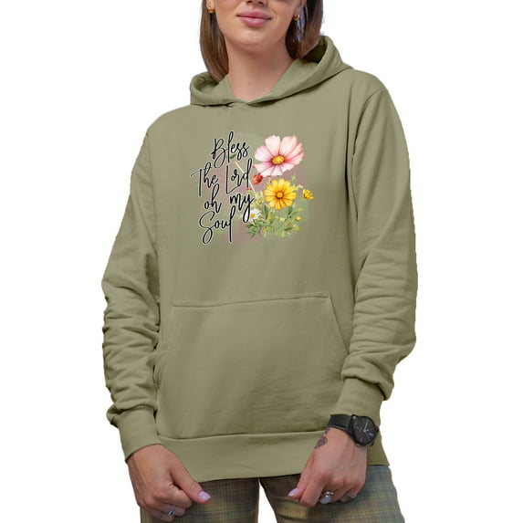 Bless the Lord Oh My Soul, Scripture Art Merch Gift, Sand Hooded Sweatshirt or Hoodie, XL