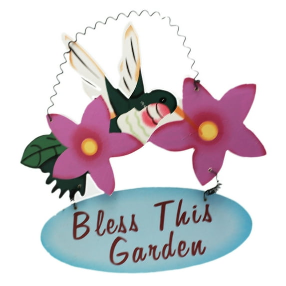 Bless this Garden Hummingbird Sign - Bless Wood Garden Sign