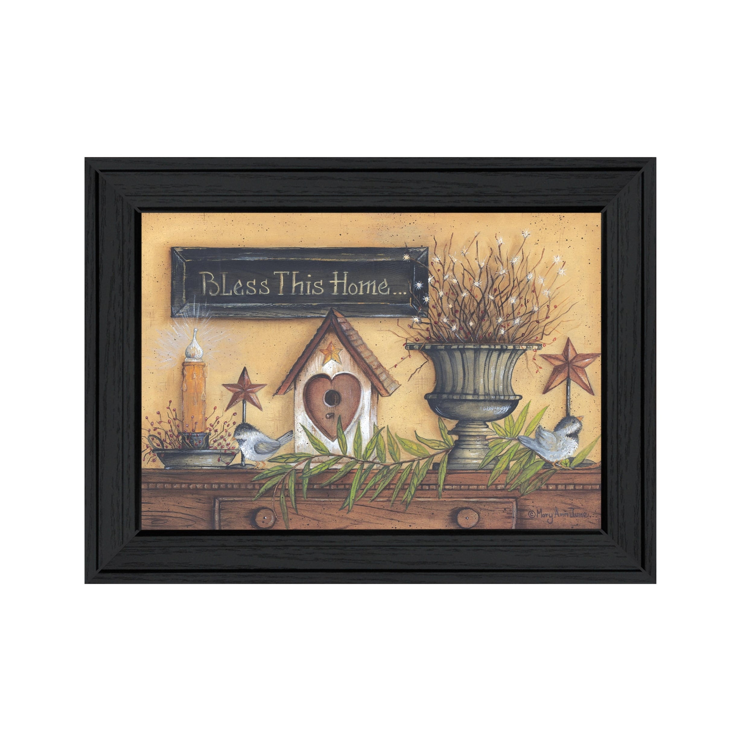 Bless This Home Multi-Color Wood Framed Print Wall Art