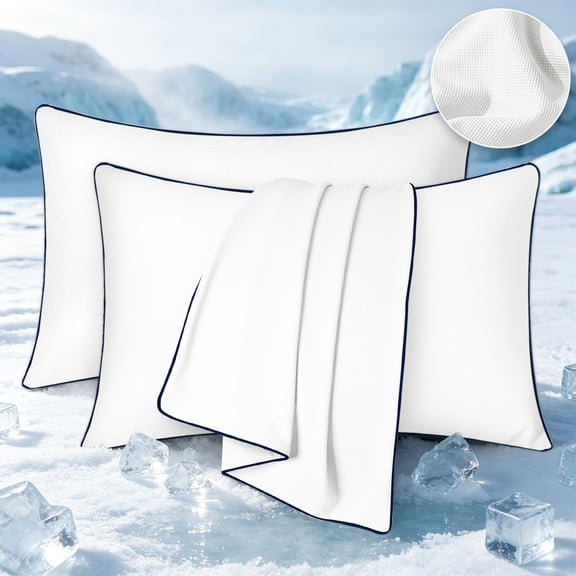 BlessLiving Pillowcases Set of 2, Nylon Cooling Soft Breathable Envelope Closure Pillowcases, White, 20×26 inch
