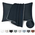thumbnail image 1 of BlessLiving Pillowcases Set of 2, Nylon Cooling Soft Breathable Envelope Closure Pillowcases, Navy, 20×26 inch, 1 of 8