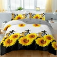 thumbnail image 1 of BlessLiving 3Pcs Duvet Cover Set for Adult Queen Size Yellow Bedding Set Sunflower Comforter Cover Set, 1 of 8