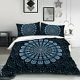 thumbnail image 1 of BlessLiving Boho Duvet Cover Set Queen Retro Pattern 3Pcs Blue Boho Bedding Set, 90x90", 1 of 6