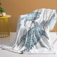 thumbnail image 1 of BlessLiving Flannel Fleece Throw Blanket Sea Turtles Pattern Blanket for Bed Sofa White Lightweight Fuzzy Blankets, 1 of 8