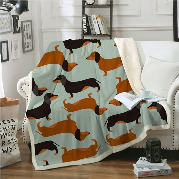 BlessLiving Cute Blanket for Kids, Sherpa Throw Blanket Colorful Cartoon Puppy Blanket for Bed Sofa, 50x60"