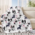 thumbnail image 1 of BlessLiving Printed Throws and Blankets for sofa, Dog Pattern Comfy Microfiber White Blanket for Couch Bed, 1 of 6