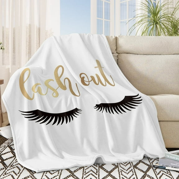 BlessLiving White Throws and Blankets for sofa, Eyelash Pattern Comfy Microfiber Blankets for Couch, Bed
