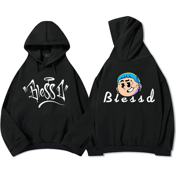 Blessd Printing Winter Hoodie Merch - Unisex Long Sleeve Graphic Harajuku, Streetwear Hooded Sweatshirts Ropa Hombre Sudaderas for Men Women