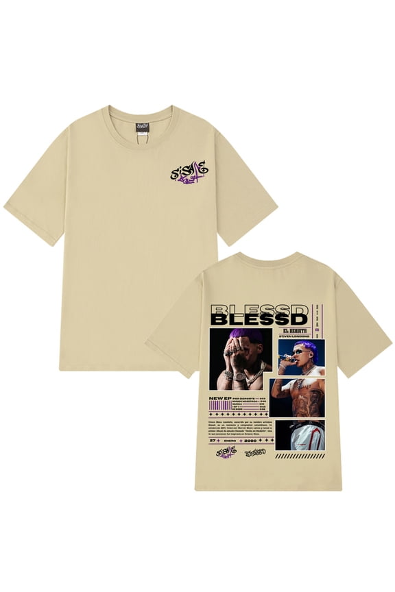 Blessd SI SABE Merch Unisex Oversized Soft Cotton Crewneck T-Shirt - Vintage Graphic Print Short Sleeve Summer Casual Streetwear