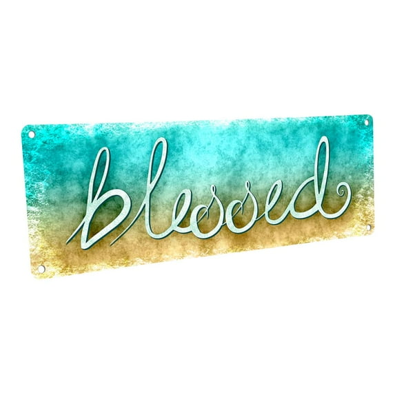 Blessed 4"x12" Metal Sign, Wall Décor for Home and Office