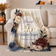 thumbnail image 1 of Blessed 50Th Golden Years Wedding, Cozy Botanical Garden Scene, Warm Flannel Blanket for Sunroom and Reading Nook, Garden Lovers Encouragement Gift, Artistic Home Decor, 1 of 9