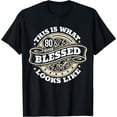 thumbnail image 1 of Blessed 80th Birthday T-Shirt with Decorative Text and Circular Design for Celebrating Milestones, 1 of 5