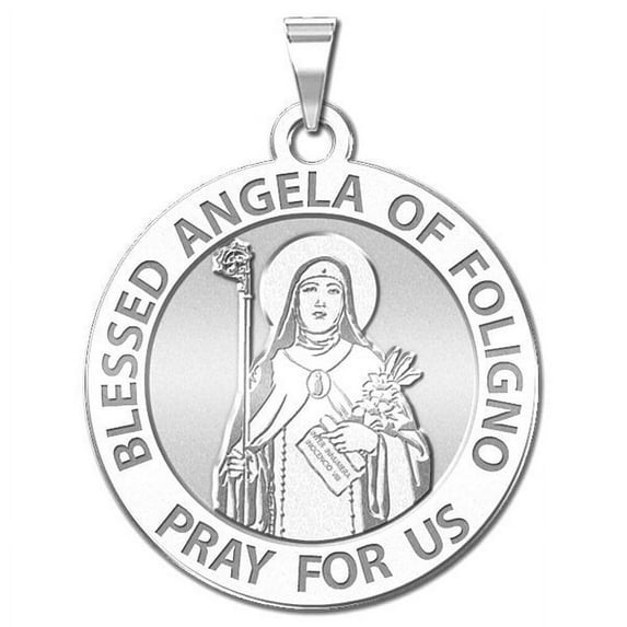 Blessed Angela of Foligno Religious Medal - 1 Inch Size of a Quarter - Sterling Silver
