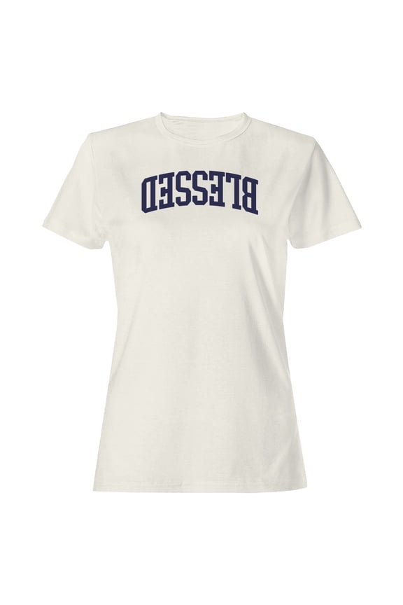 Blessed Arched Bold Typography Women's Off-White T-shirt