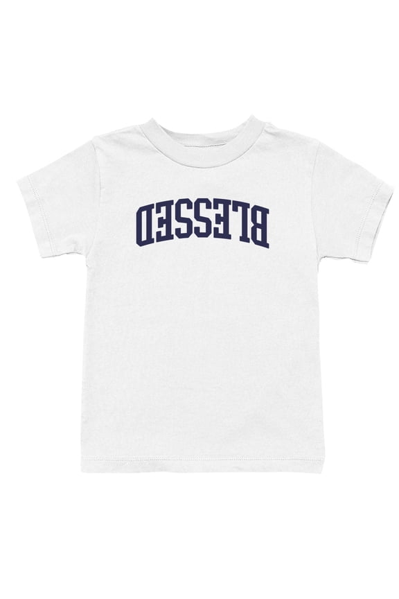 Blessed Arched Bold Typography Youth's White T-shirt