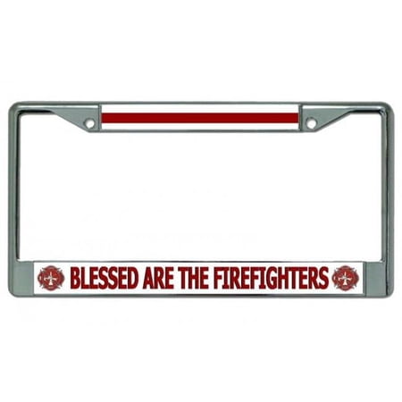 Blessed Are The Firefighters #2 Chrome License Plate Frame