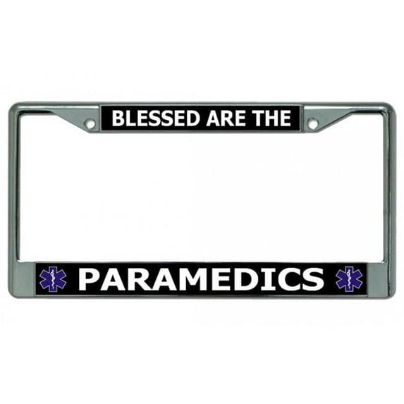 Blessed Are The Paramedics Chrome License Plate Frame