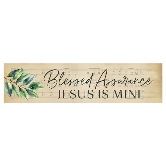 Blessed Assurance Vintage Praise 6 x 1.5 Pine Wood Mini Tabletop Sign Plaque