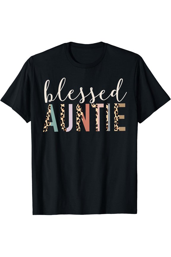 Blessed Auntie Aunt Cute Leopard Print T-Shirt, Unisex T-Shirt